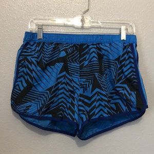 adidas shorts Women's Medium M blue black abstract athletic shorts elastic EUC